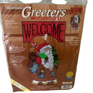Janlynn SGP-1426 Santa Welcome plastic canvas greeter kit door hanger‎ Christmas